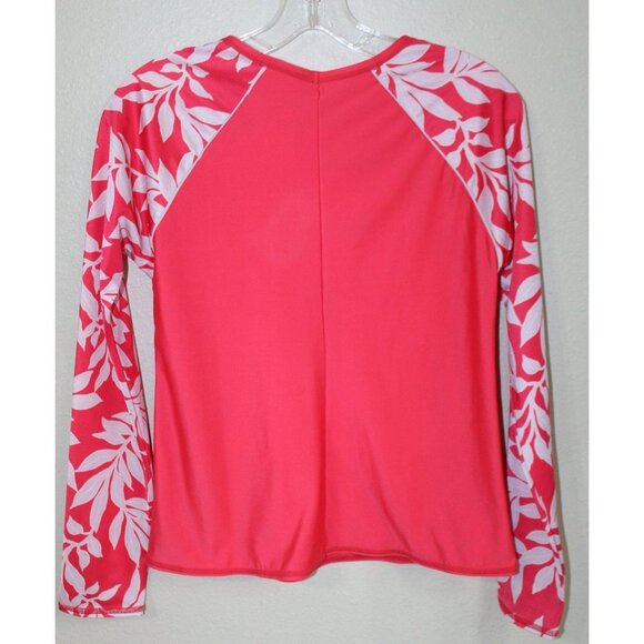NWT All in Motion barbiecore Floral Long Sleeve Top Crew Neck UPF 50+ LARGE - Picture 4 of 7